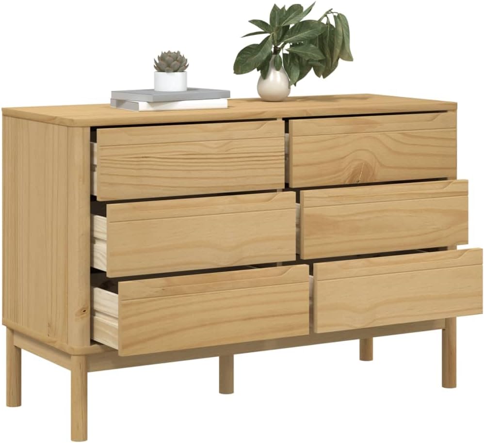 Rustic Pine 6‑Drawer Storage Chest Cabinet