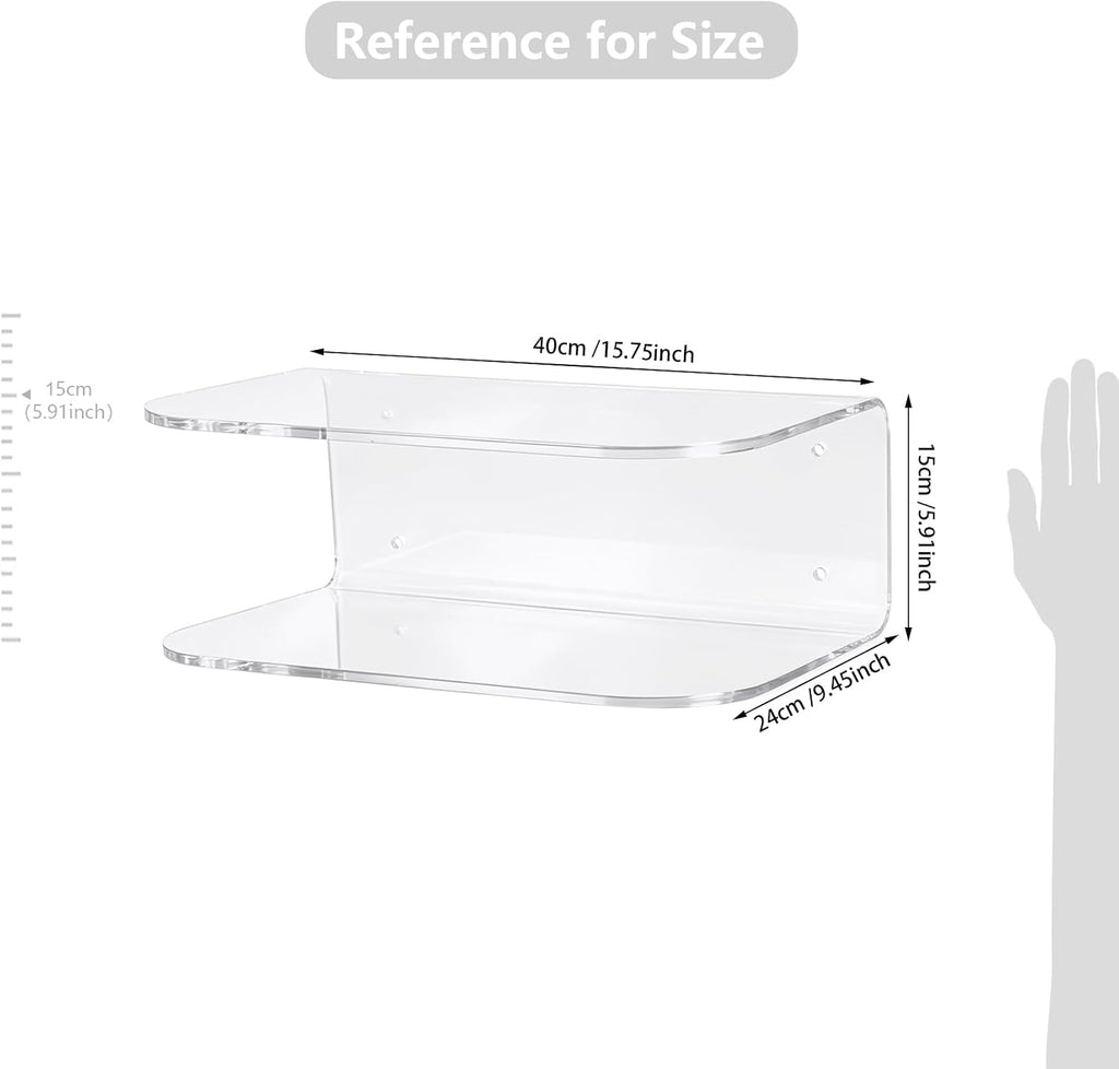 Acrylic Wall‑Mounted Floating Bedside Shelf