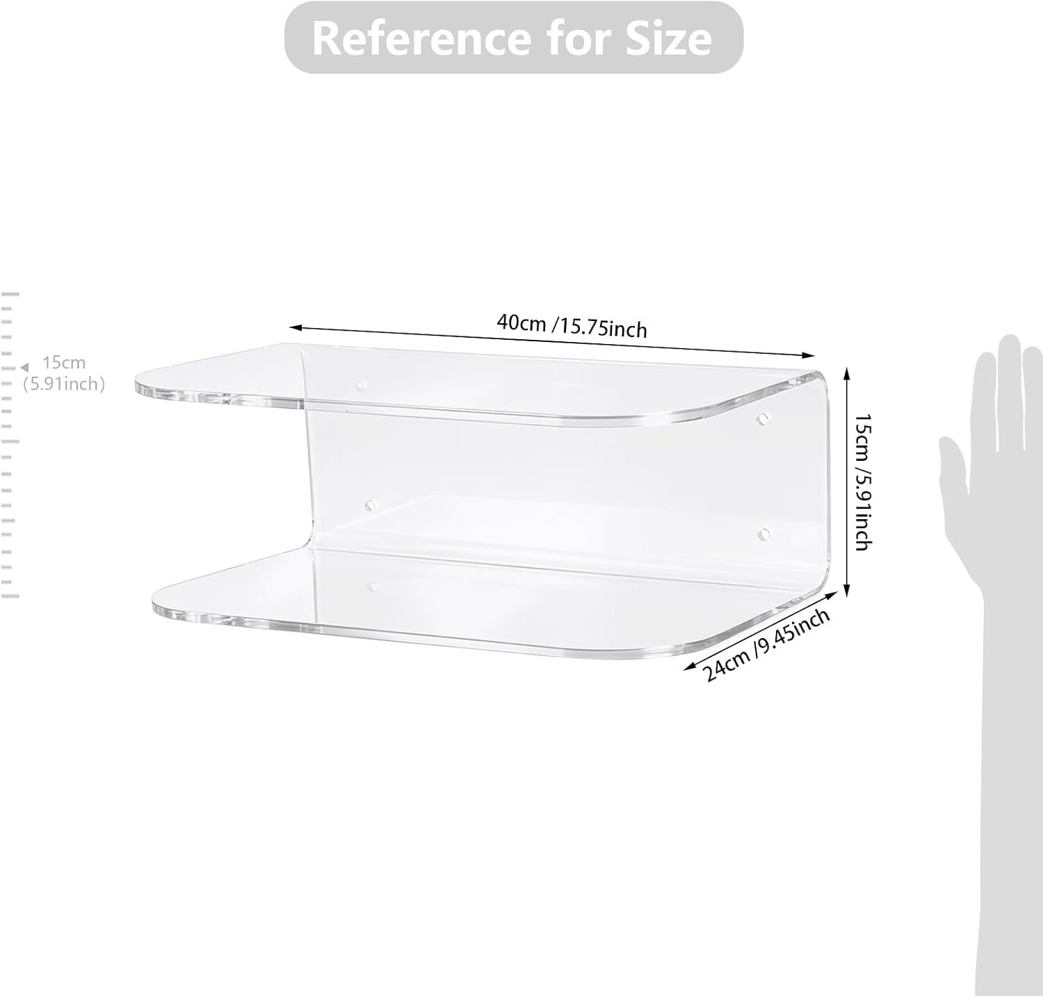 Acrylic Wall‑Mounted Floating Bedside Shelf