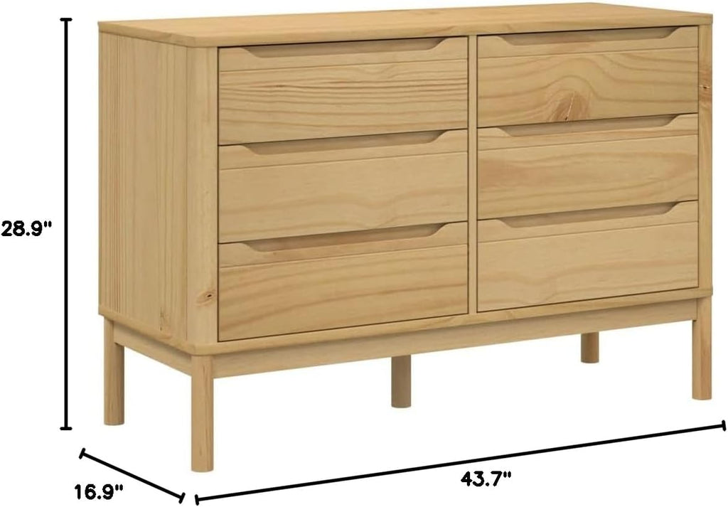 Rustic Pine 6‑Drawer Storage Chest Cabinet
