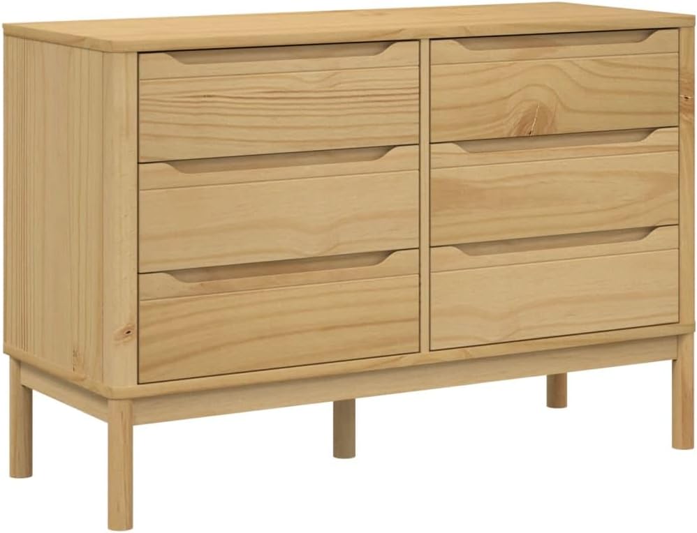 Rustic Pine 6‑Drawer Storage Chest Cabinet