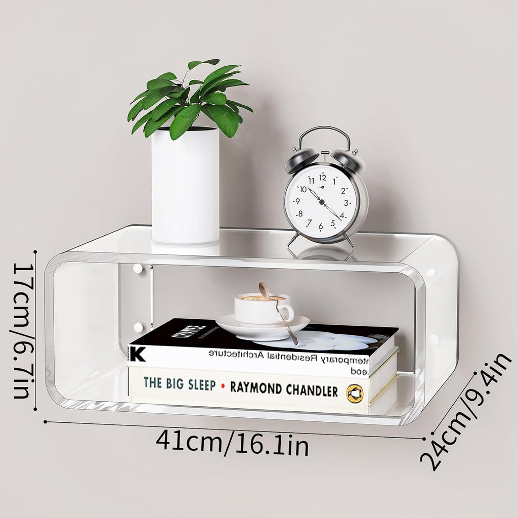 Acrylic Wall‑Mounted Floating Bedside Nightstand