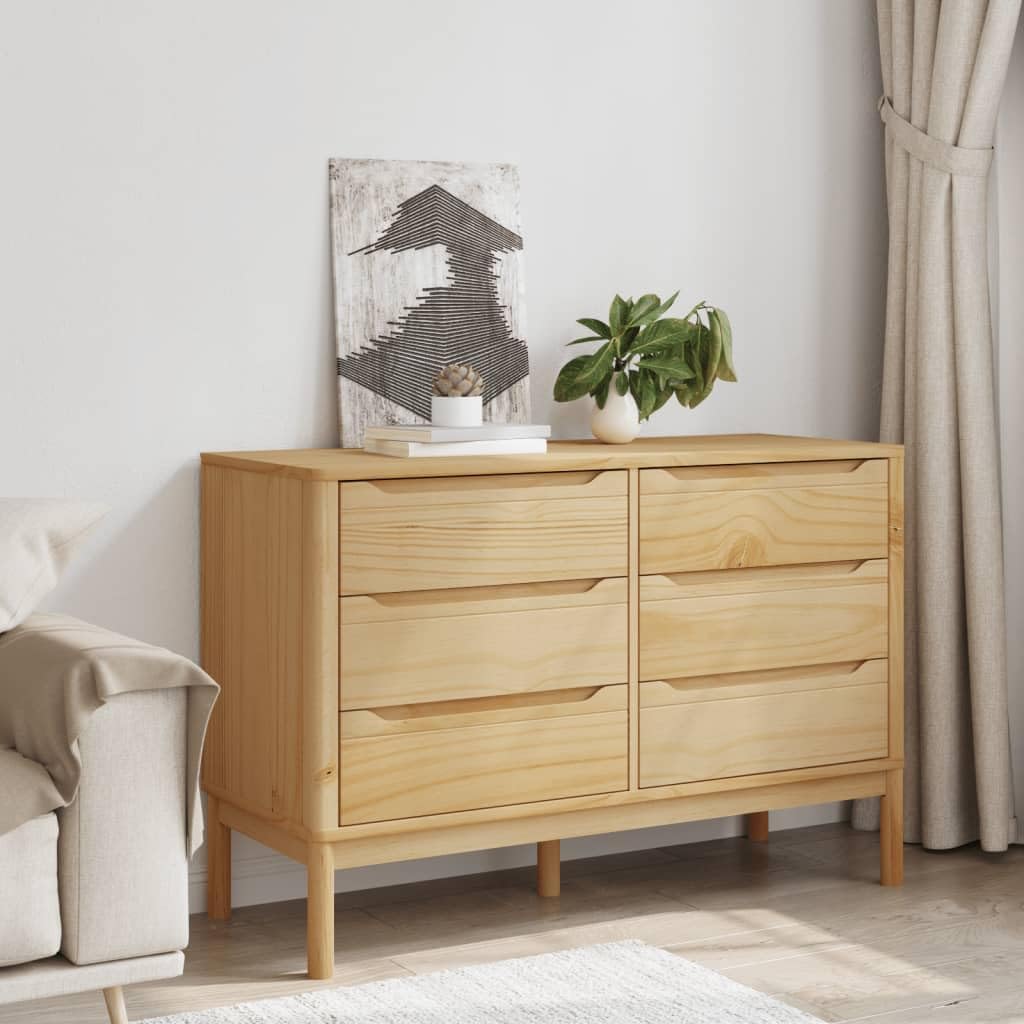 Rustic Pine 6‑Drawer Storage Chest Cabinet