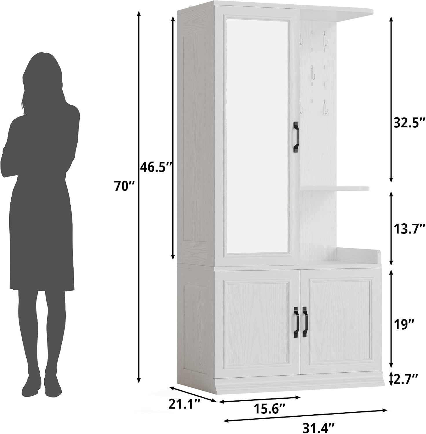 Freestanding Large Storage Wardrobe Closet