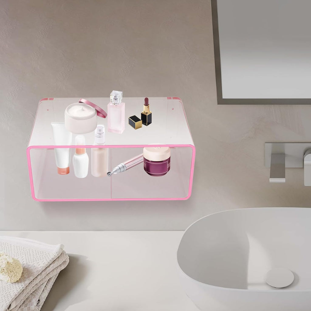 2‑Tier Acrylic Wall‑Mounted Nightstand Shelf