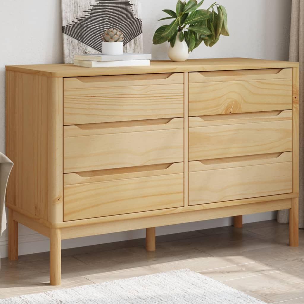 Rustic Pine 6‑Drawer Storage Chest Cabinet