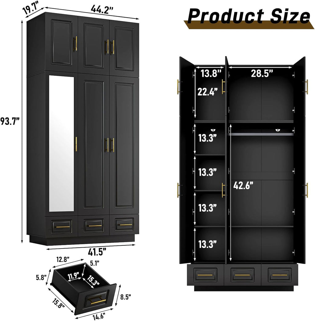 LED Large‑Capacity Storage Wardrobe Armoire
