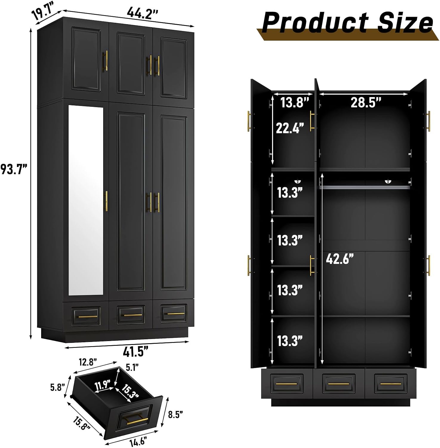 LED Large‑Capacity Storage Wardrobe Armoire