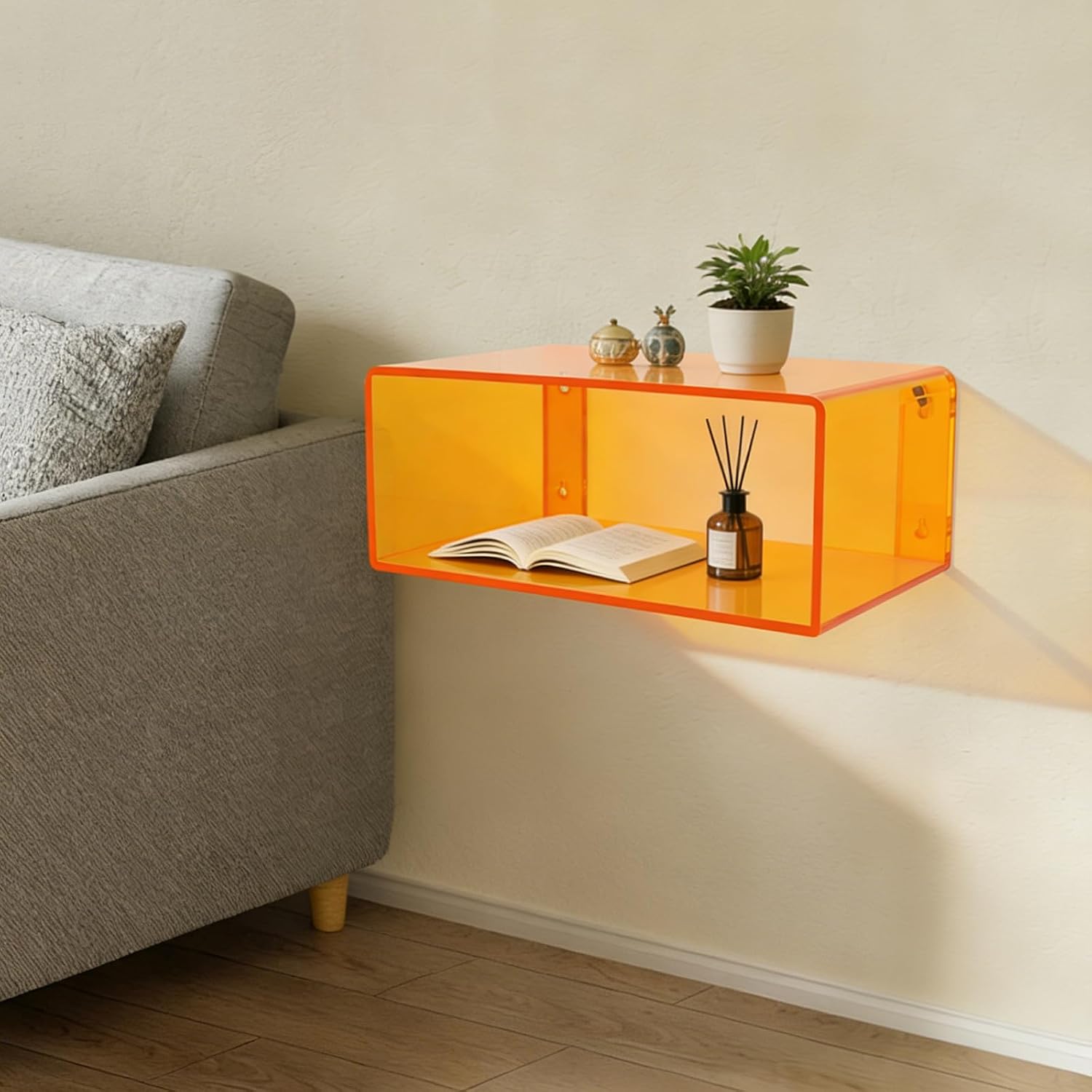 Modern Acrylic Wall‑Mounted Nightstand Shelf
