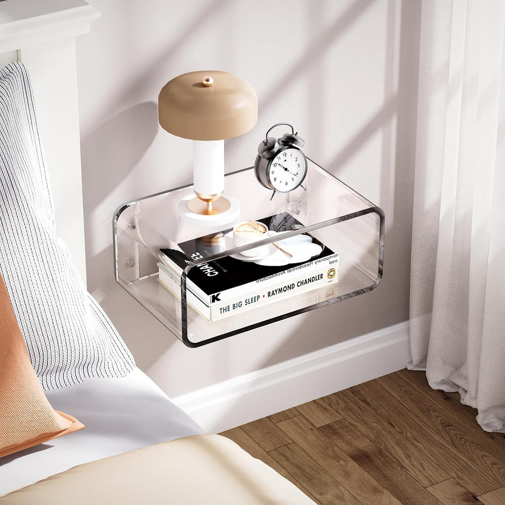 Acrylic Wall‑Mounted Floating Bedside Nightstand