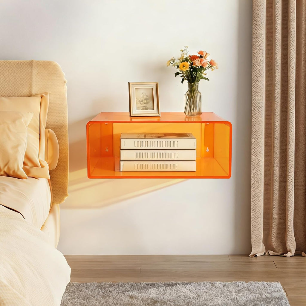 Modern Acrylic Wall‑Mounted Nightstand Shelf