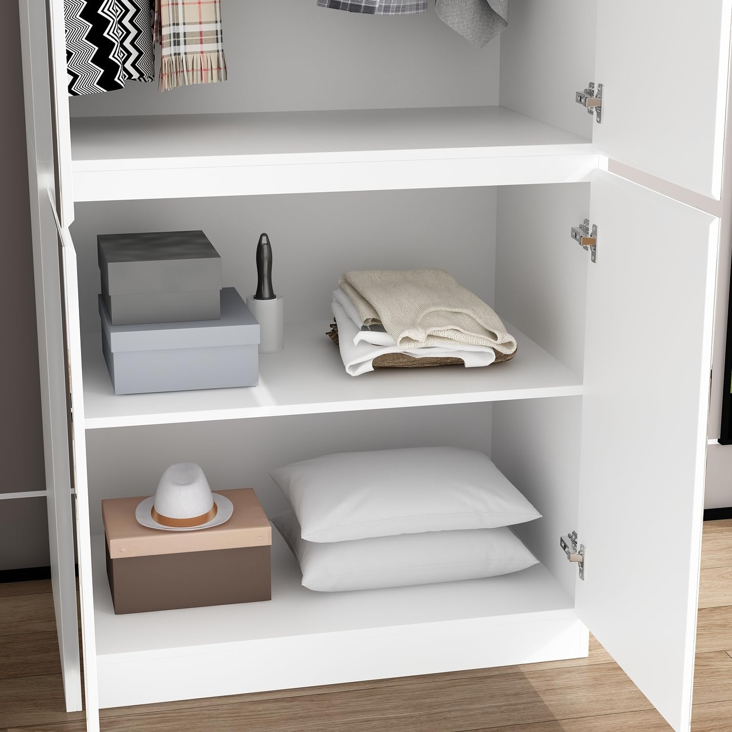 Mirrored White Bedroom Storage Wardrobe Closet