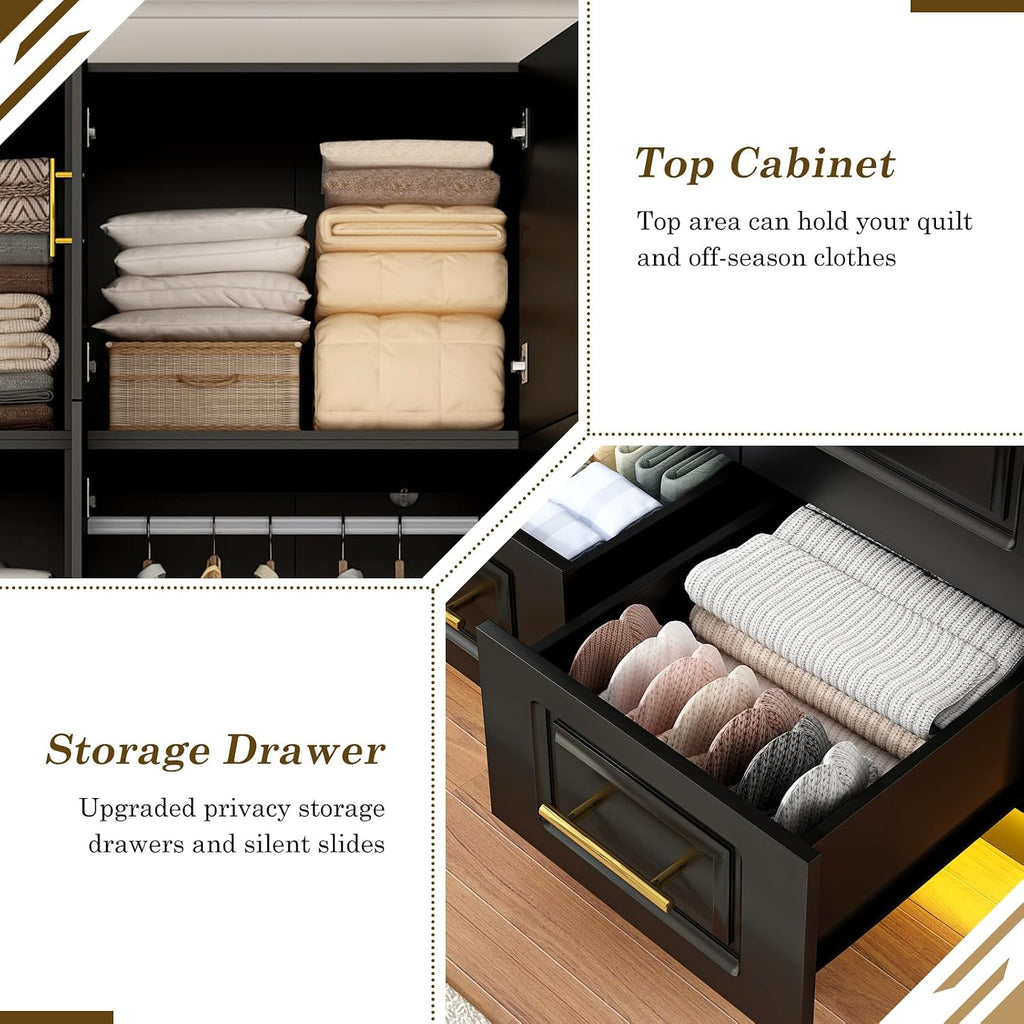LED Large‑Capacity Storage Wardrobe Armoire