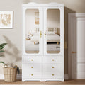 Mirrored Drawer‑Equipped Clothing Storage Armoire