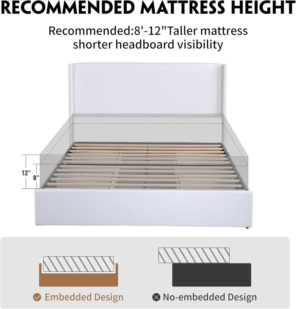 Wingback Drawer‑Equipped Full Bed Frame