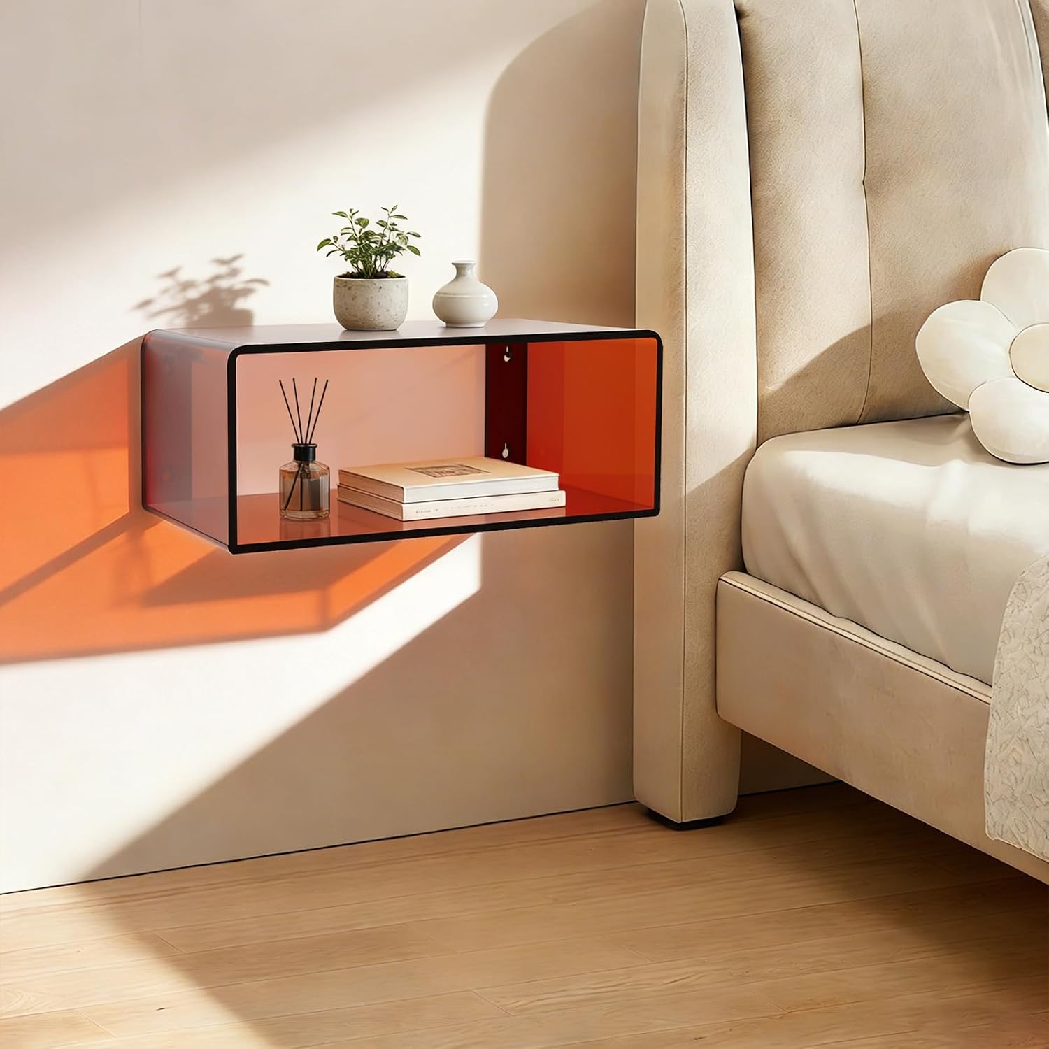 Minimalist Acrylic Floating Bedside Nightstand