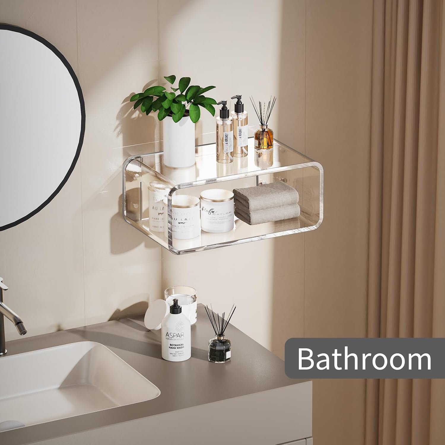 Acrylic Wall‑Mounted Floating Bedside Nightstand