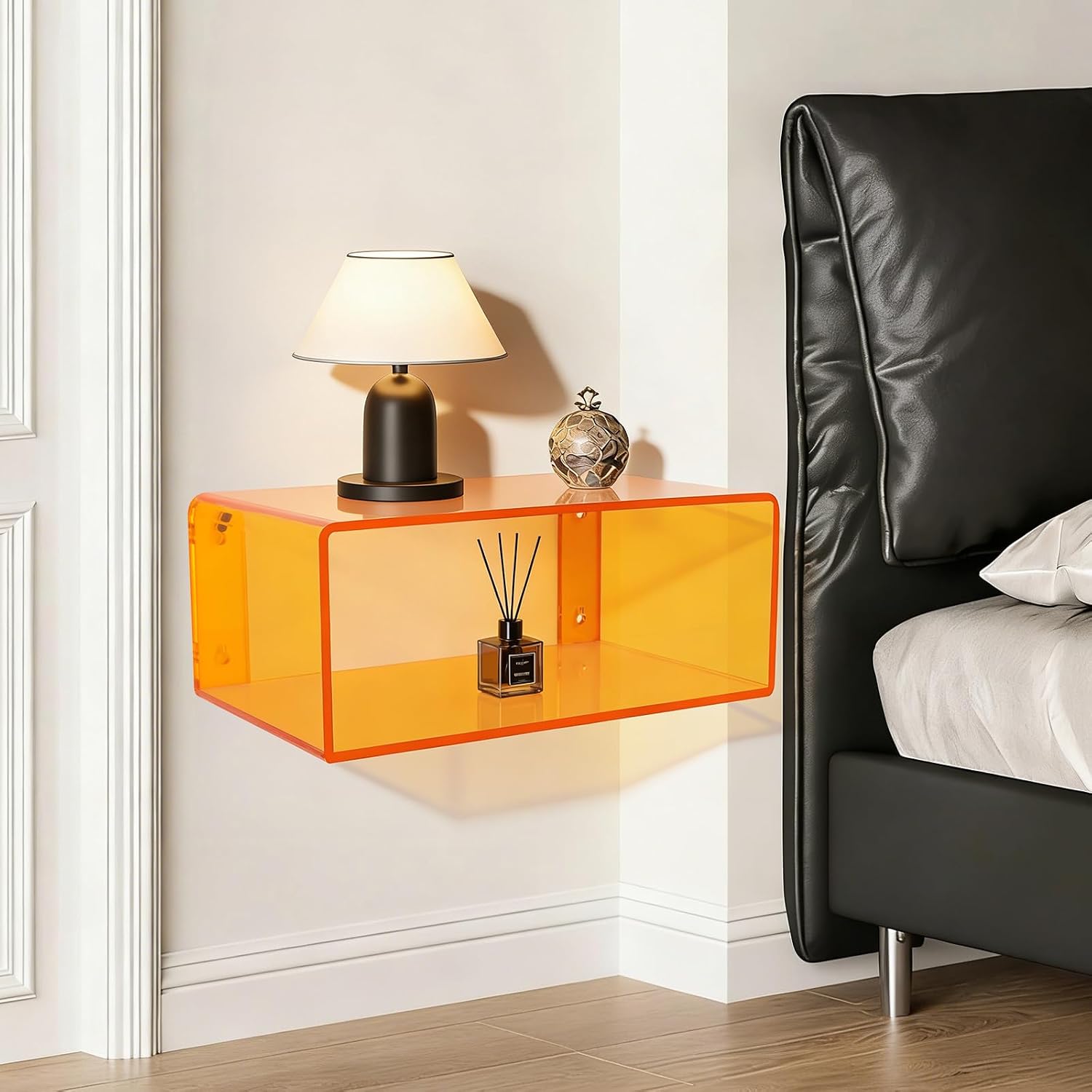 Modern Acrylic Wall‑Mounted Nightstand Shelf