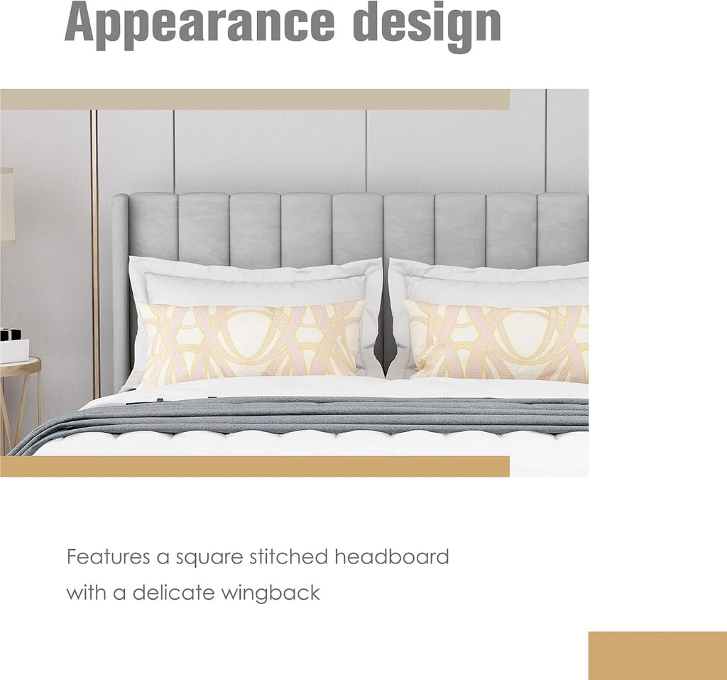 Linen Upholstered Queen Platform Bed Frame