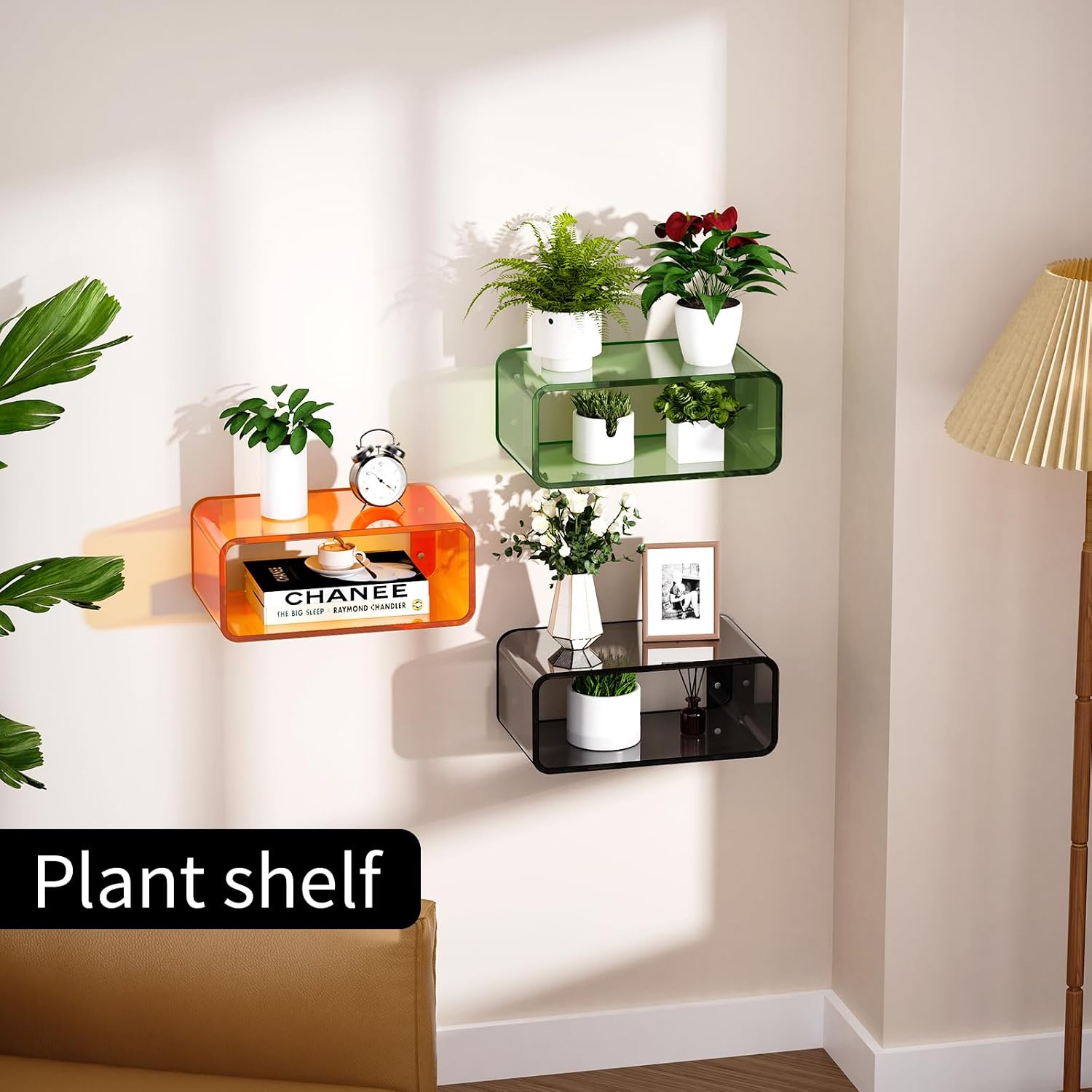 Acrylic Wall‑Mounted Floating Bedside Nightstand