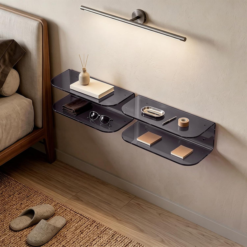 Acrylic Wall‑Mounted Floating Bedroom Nightstand