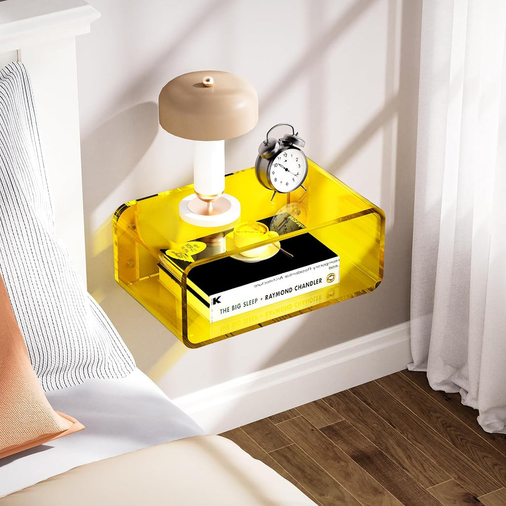 Acrylic Wall‑Mounted Bedside Floating Shelf