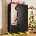 LED Mirrored Drawer‑Style Bedroom Wardrobe Armoire