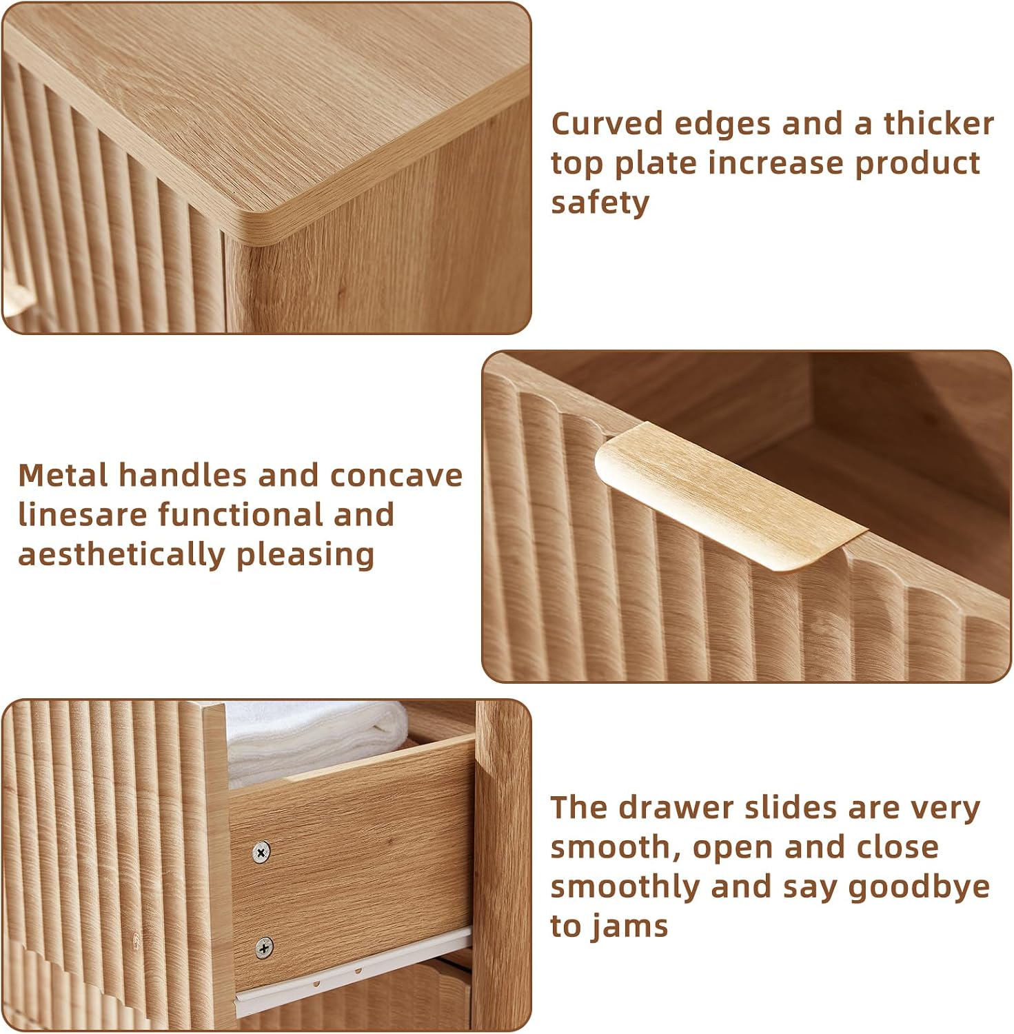 Fluted 6‑Drawer Farmhouse Bedroom Dresser