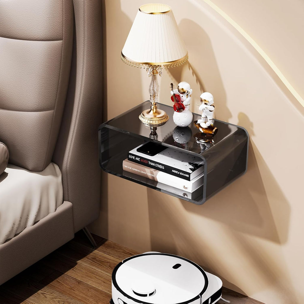 Acrylic Wall‑Mounted Floating Bedside Nightstand