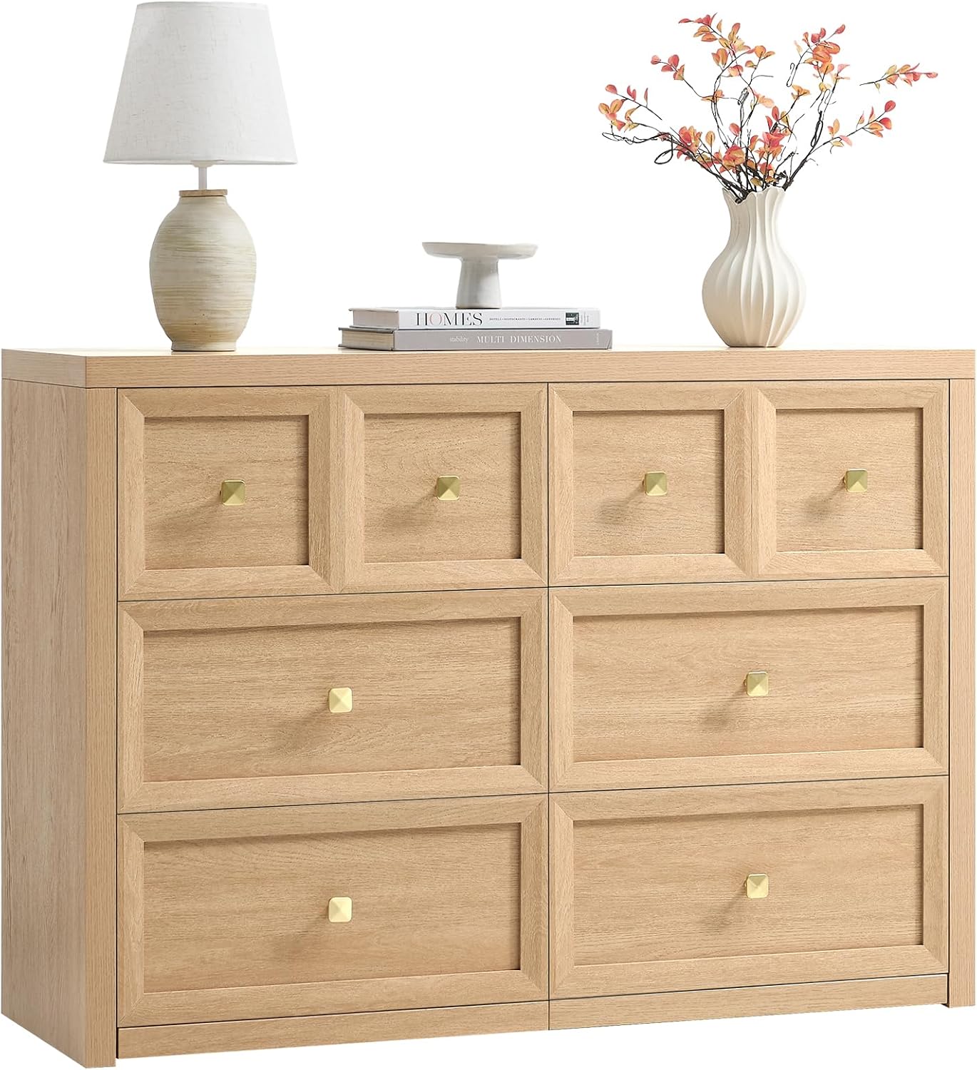 Farmhouse Oak 6‑Drawer Bedroom Dresser