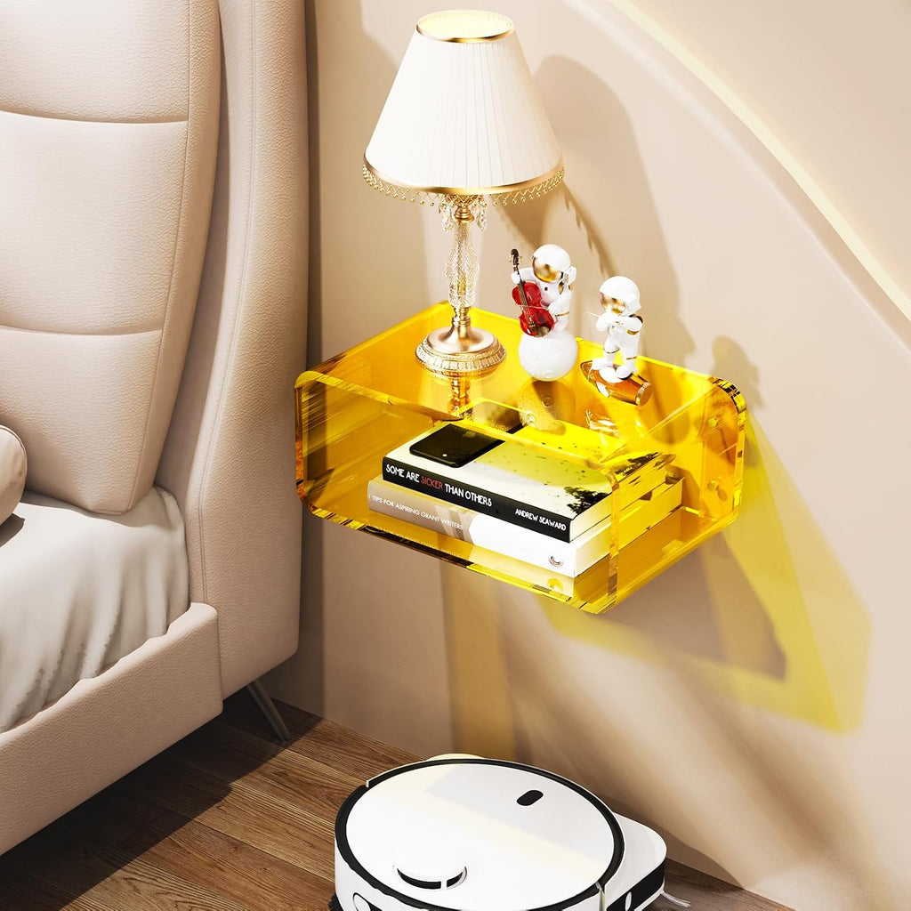 Acrylic Wall‑Mounted Bedside Floating Shelf