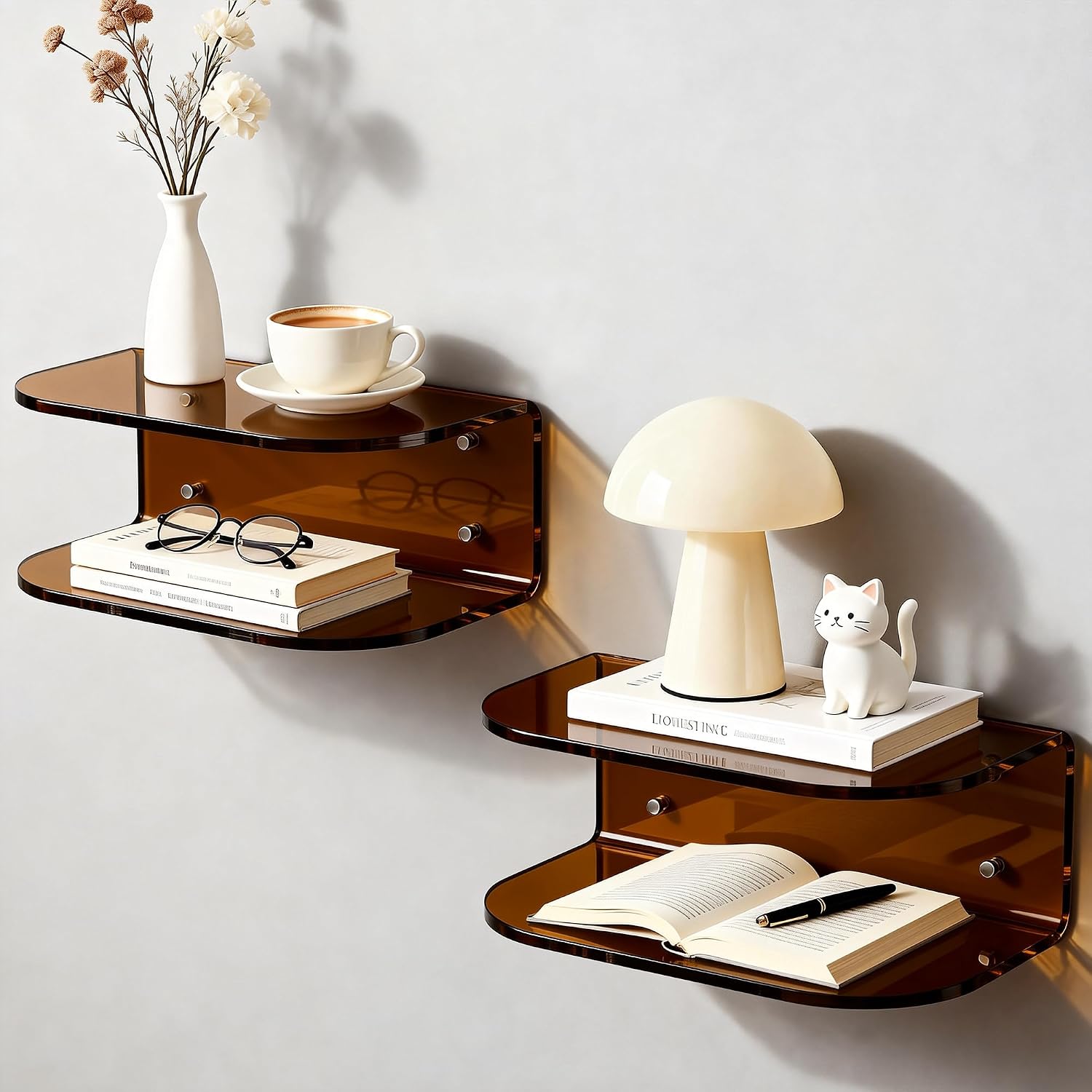 Acrylic Acrylic Wall‑Mounted Floating Nightstand