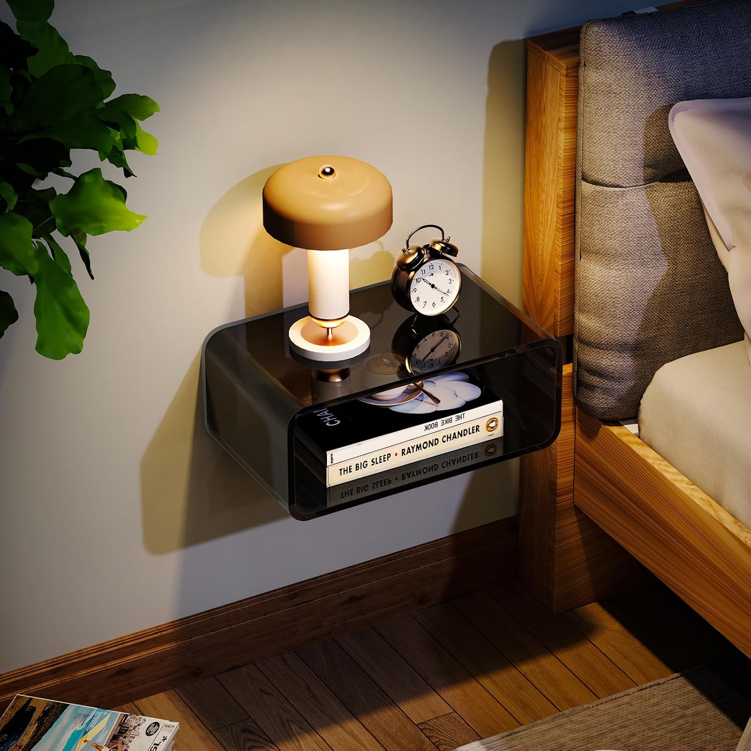 Acrylic Wall‑Mounted Floating Bedside Nightstand