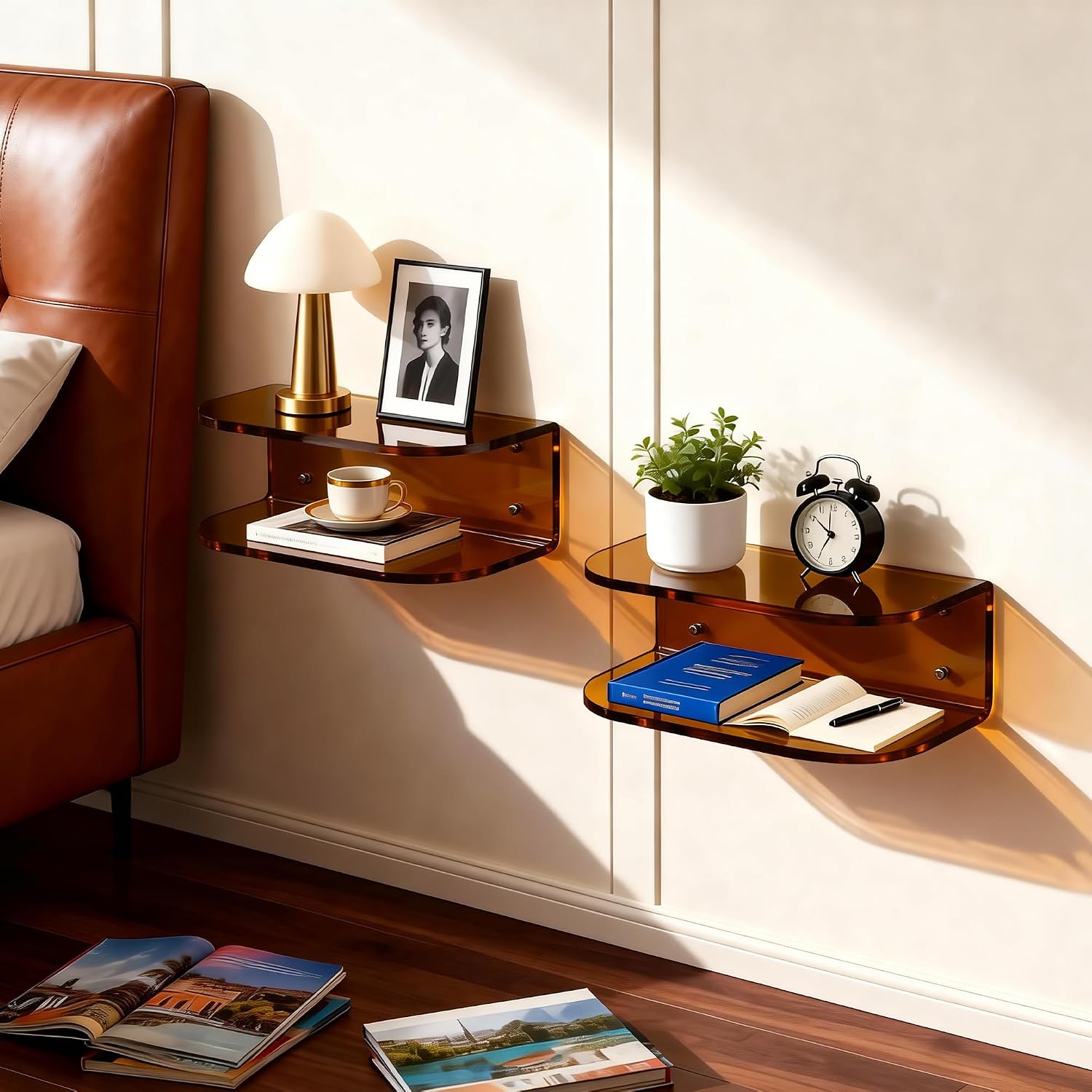 Acrylic Acrylic Wall‑Mounted Floating Nightstand