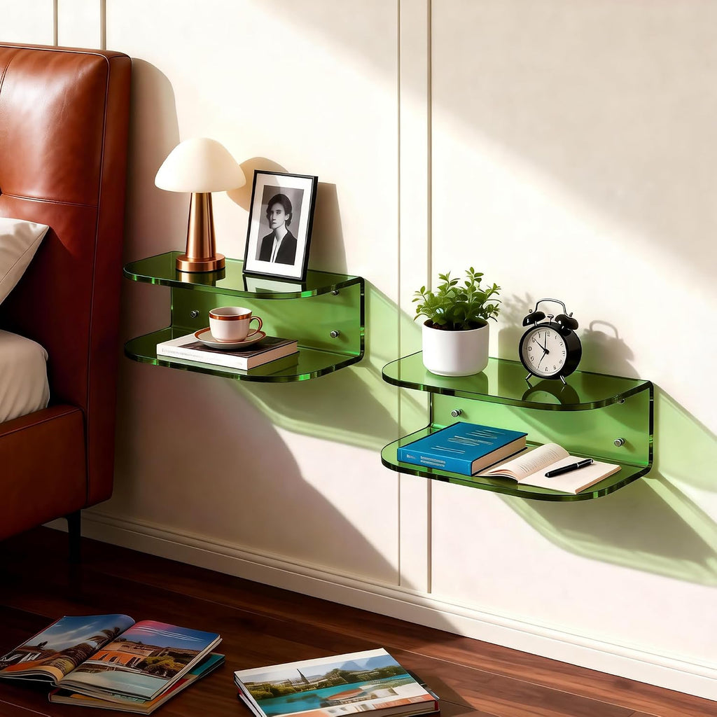 Acrylic Wall‑Mounted Floating Bedside Nightstand