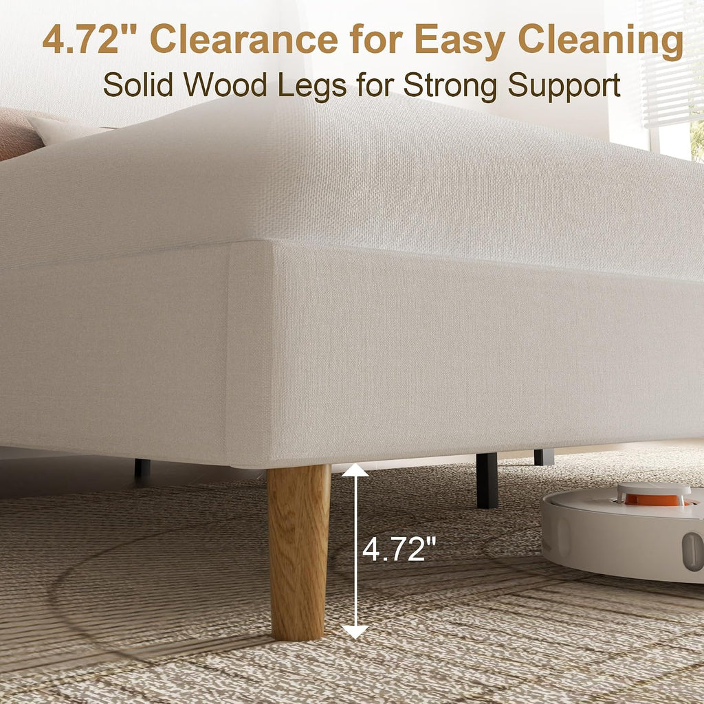 Wingback Linen Upholstered King Platform Bed