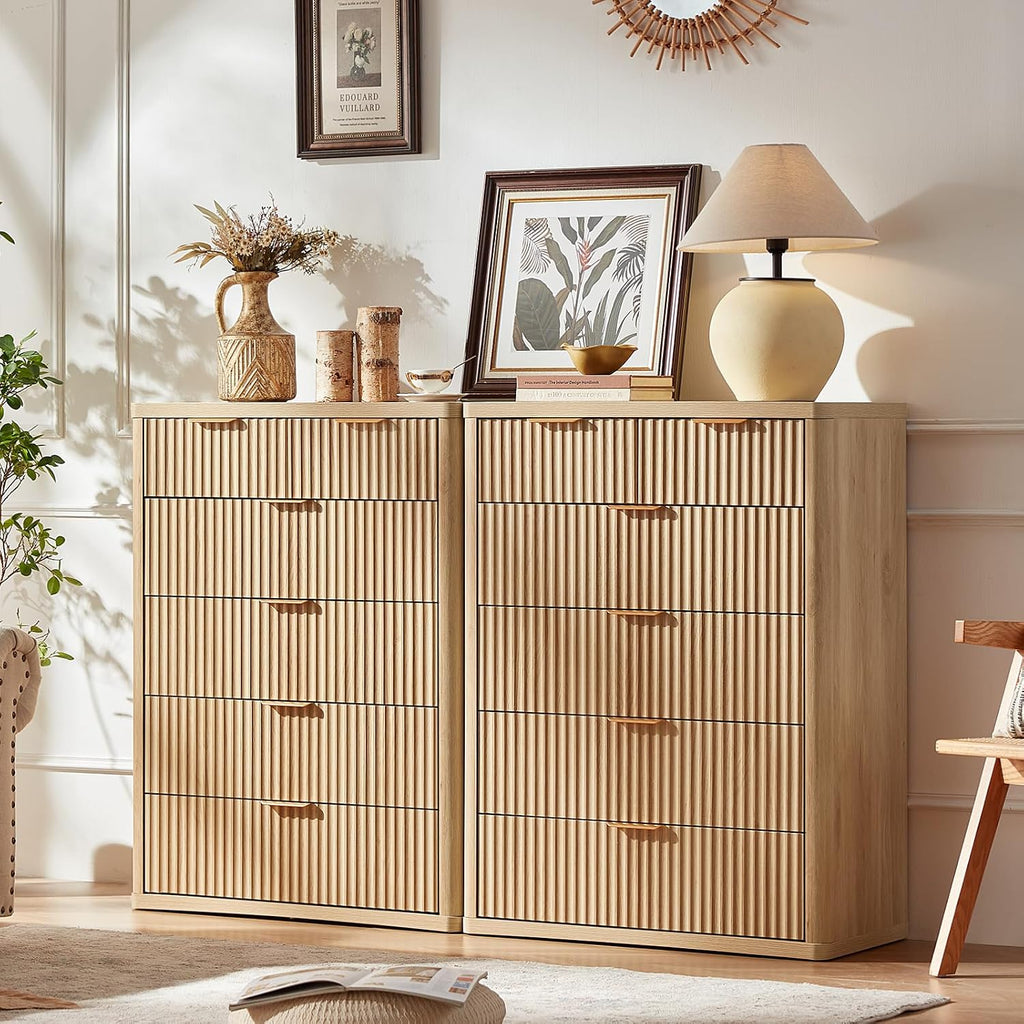 Fluted 6‑Drawer Farmhouse Bedroom Dresser