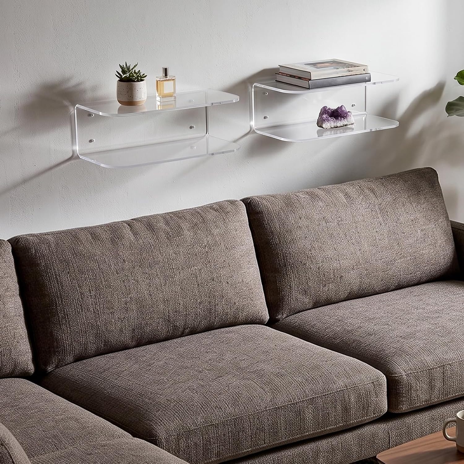 Acrylic Wall‑Mounted Floating Bedside Shelf