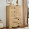 Farmhouse Oak Tall Bedroom Dresser Cabinet