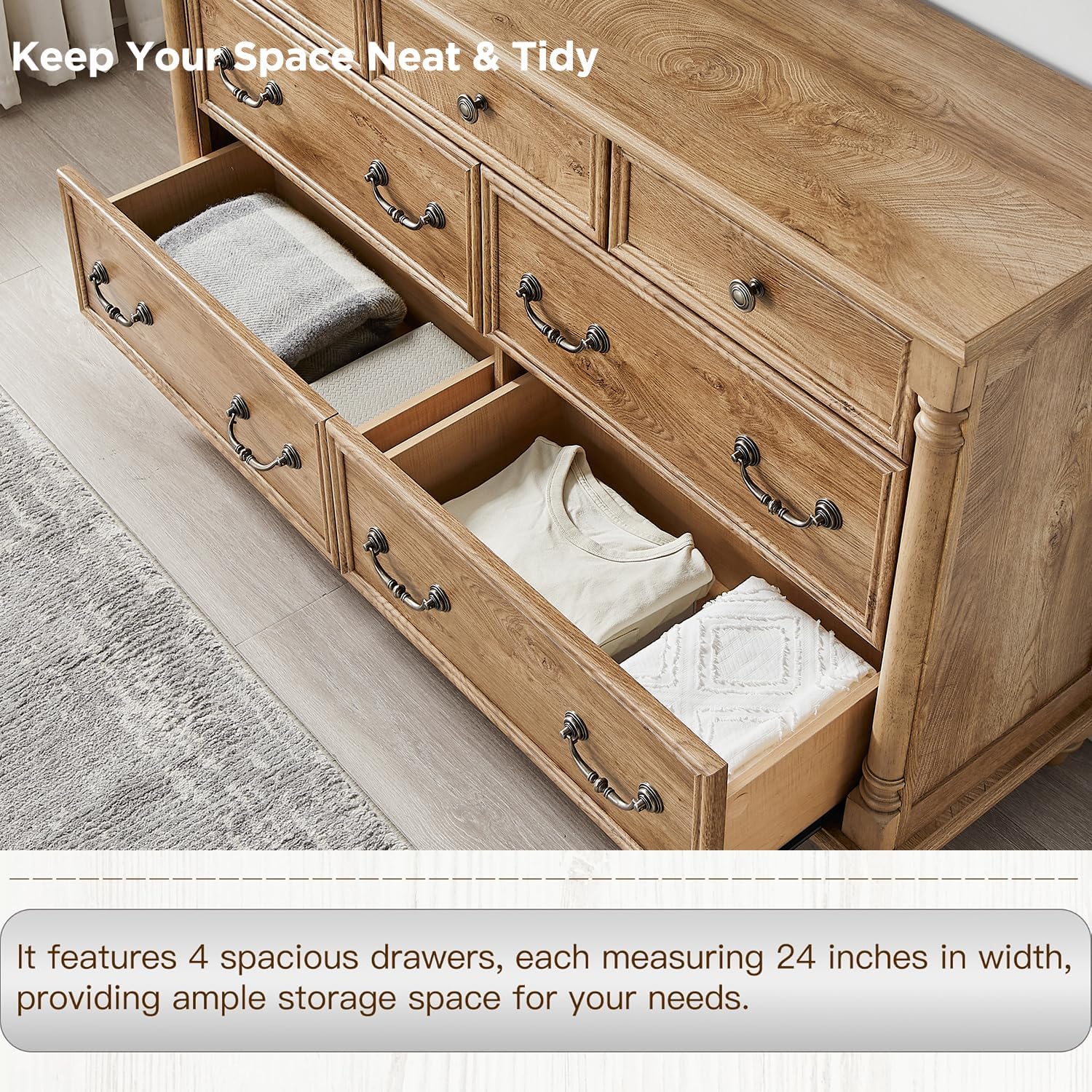 Farmhouse 7‑Drawer Wooden Bedroom Dresser