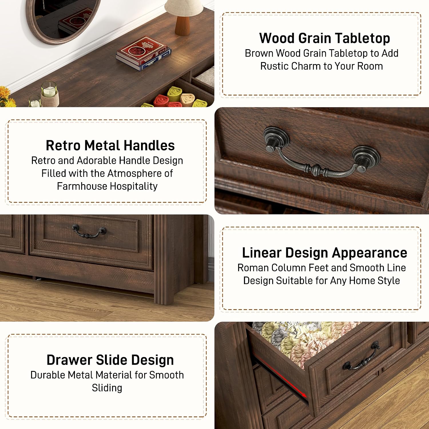 Rustic 12‑Drawer Farmhouse Bedroom Dresser