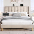 Charging Upholstered Queen Platform Bed Frame