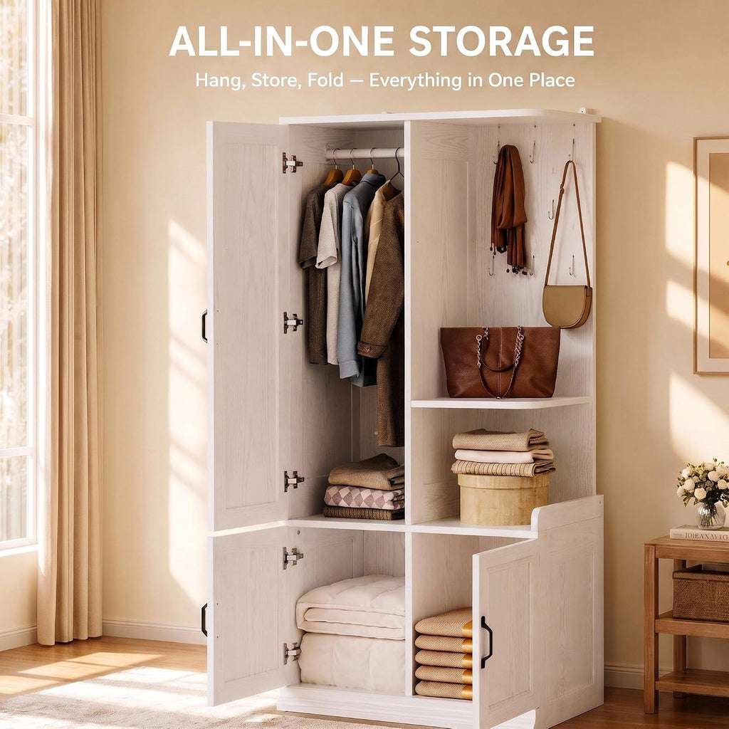 Freestanding Large Storage Wardrobe Closet