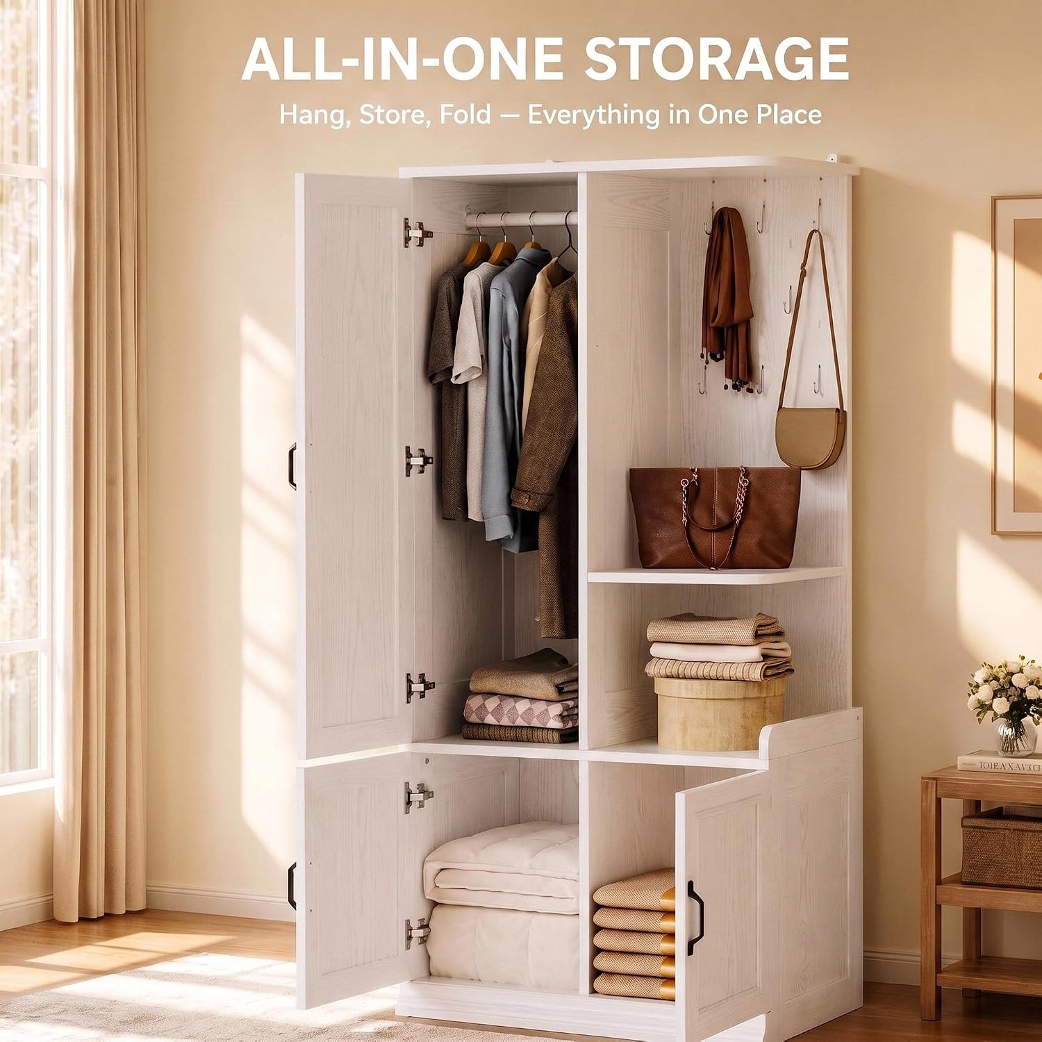 Freestanding Large Storage Wardrobe Closet