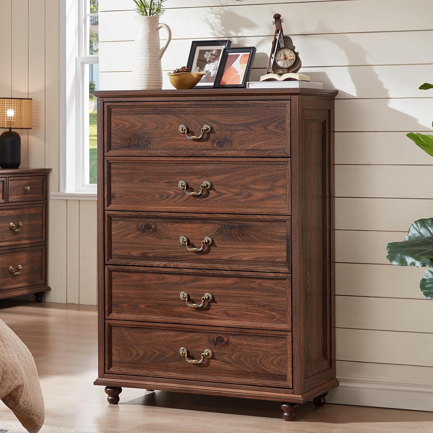 Rustic 5‑Drawer Farmhouse Bedroom Dresser
