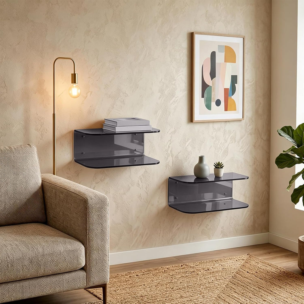 Acrylic Wall‑Mounted Floating Bedroom Nightstand
