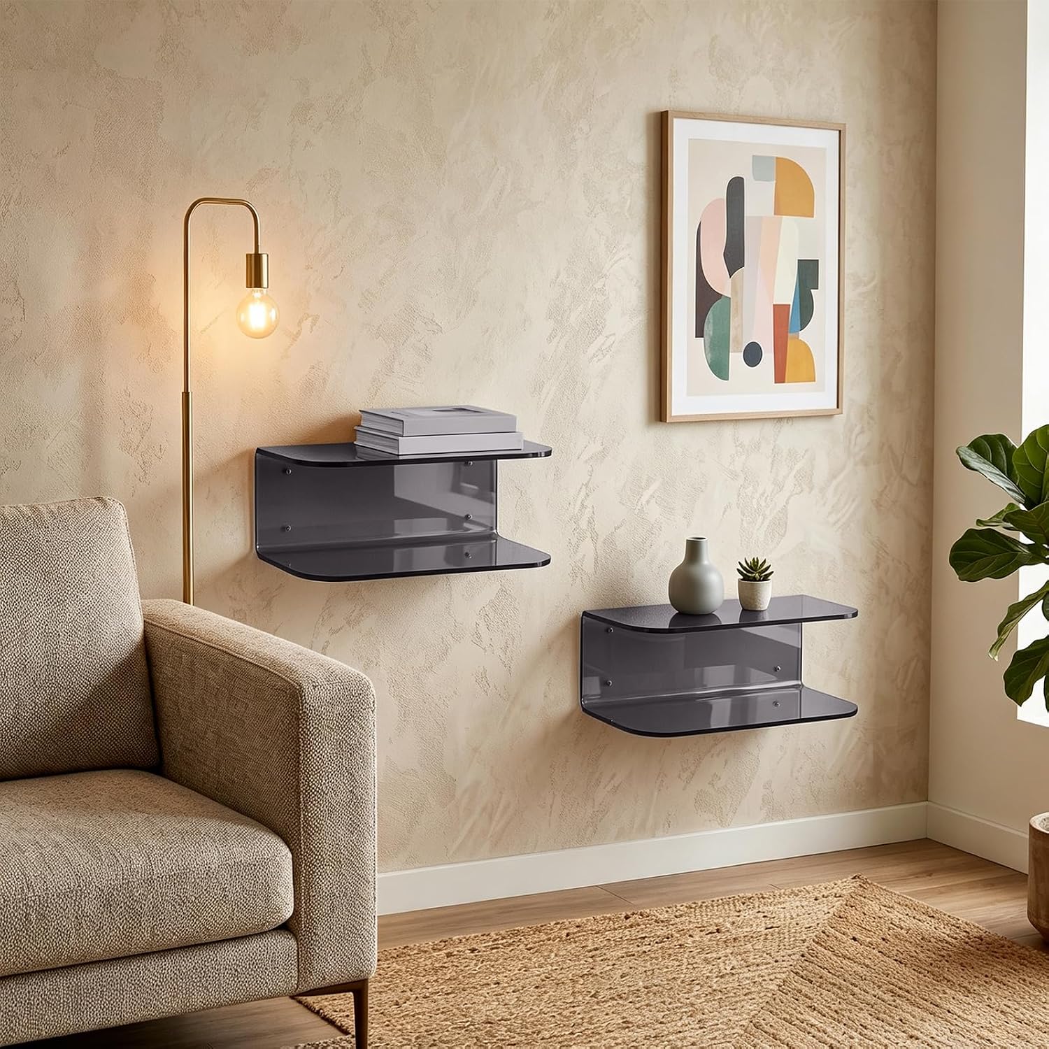 Acrylic Wall‑Mounted Floating Bedroom Nightstand