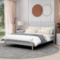 Linen Upholstered Queen Platform Bed Frame
